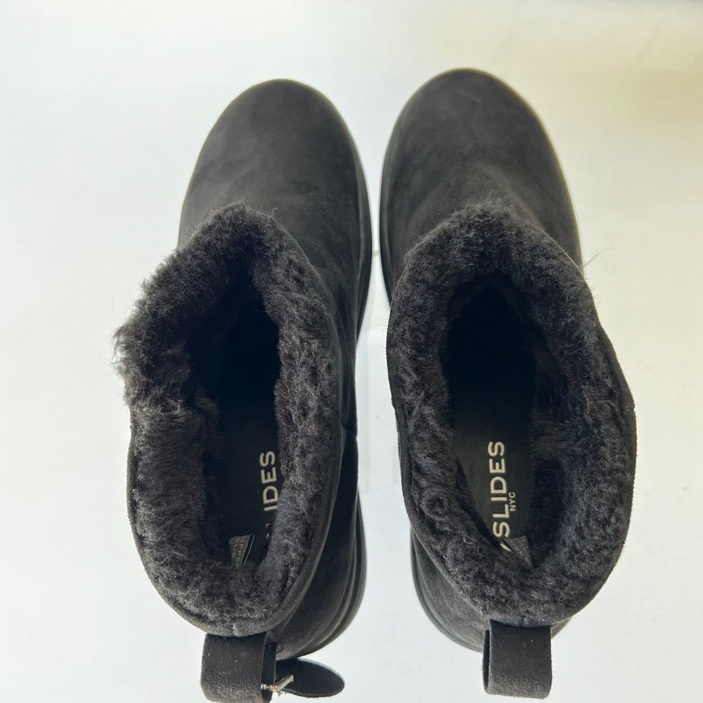 J SLIDES Women Boots Black Fur booties Size 10 - Picture 5 of 11
